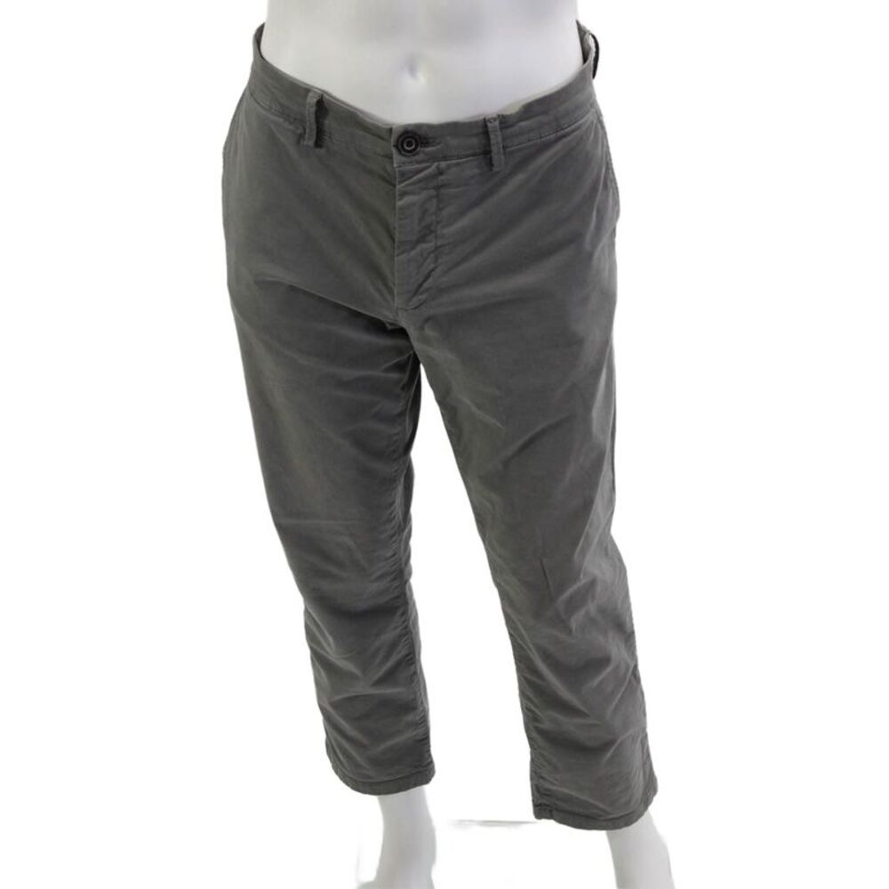 Allen Edmonds Mens Cropped Chino Pants Gray Button Fly Size 35